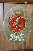 Stroh's Beer Oval Beer Bar Sign 10.5" X 13.5"