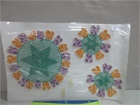 LOVELY COLORFUL HAND CRAFTED DOILY SET