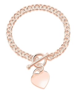 14K Rose Gold Plated Link Heart Charm Bracelet