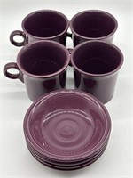 Fiesta Mullberry Mugs (4) w/ Dessert Bowls (4)