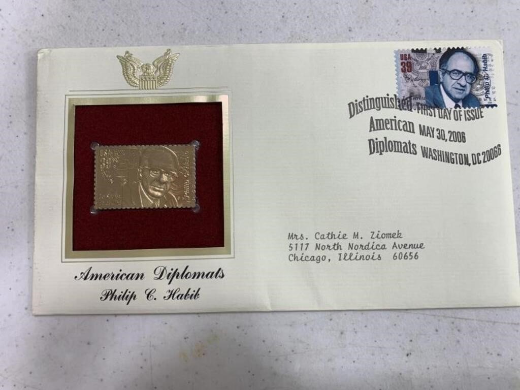 American Diplomats Philip C Habib Golden Stamp