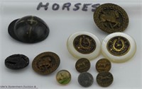 TRAY: APPROX. 10 HORSE & OTHER BUTTONS
