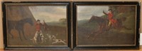 Pair English or American Oil On Panel Paintings