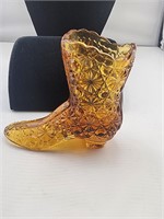 Fenton Glass Shoe- Amber