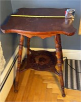 Antique wood end table 21x21x28in OFFSITE PU