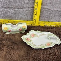 2pc Vintage Hand Painted Porcelain Vanity Set