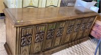 Vintage sideboard cupboard w/four front doors open