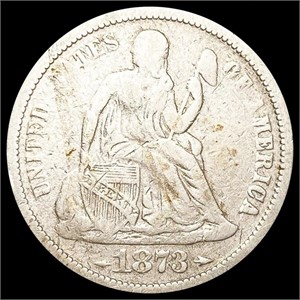 1873 Arws Seated Liberty Dime NICELY CIRCULATED