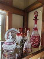 Cranberry glassware - tallest 15"