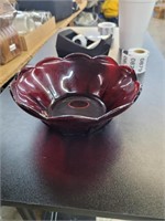 Ruby red glass bowl