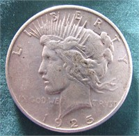 1925 U.S. PEACE SILVER DOLLAR COIN