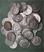 50 US Franklin silver half dollars