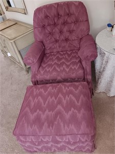 Vintage mauve chair with ottoman in great