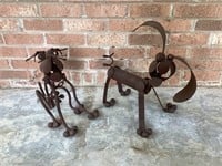 Metal Folk Art Dog Figurines, Yard Art