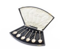 Set of six Art Deco silver spoons