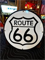11.5” Round Porcelain Route 66 Sign
