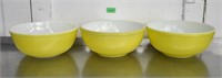 3 - Pyrex #404 bowls - yellow