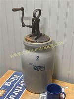 Arkansas Pottery 2 gallon crock  butter churn