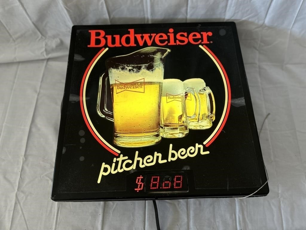 Budweiser Beer Light Up Adv. Sign - Works