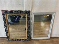 2pc Decorative Framed Mirrors: Dark, Silver