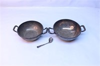 Vintage Silverplate Bowls Pair & Spoon