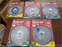 5 ACE Assorted 6" Wire Wheel Brushes.
