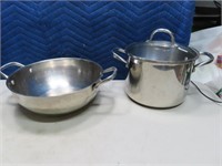 (2) WolfgangPuck Stainless 11"/9" Pots cookware