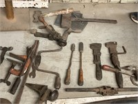 Lg box misc antique tools