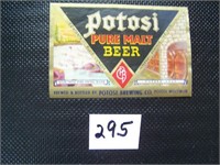 Potosi Pure Malt Beer Label