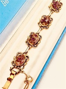 Estate Raw Amethyst Bracelet Vintage pc ,