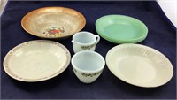 Assortment Of Dishes- 3 Green and 1 Beige Fire