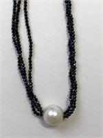 Sterling Spinel & Fresh Water Pearl Necklace
