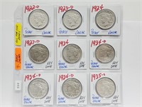 Nine 90% Silver Peace $1 Dollars All 4 One Money