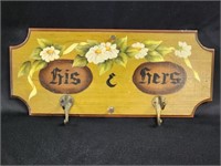 HIS & HERS DECORATIVE FLORAL WALL COAT RACK