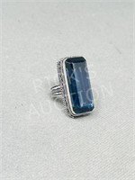 Blue Topaz & silver ring - size 8
