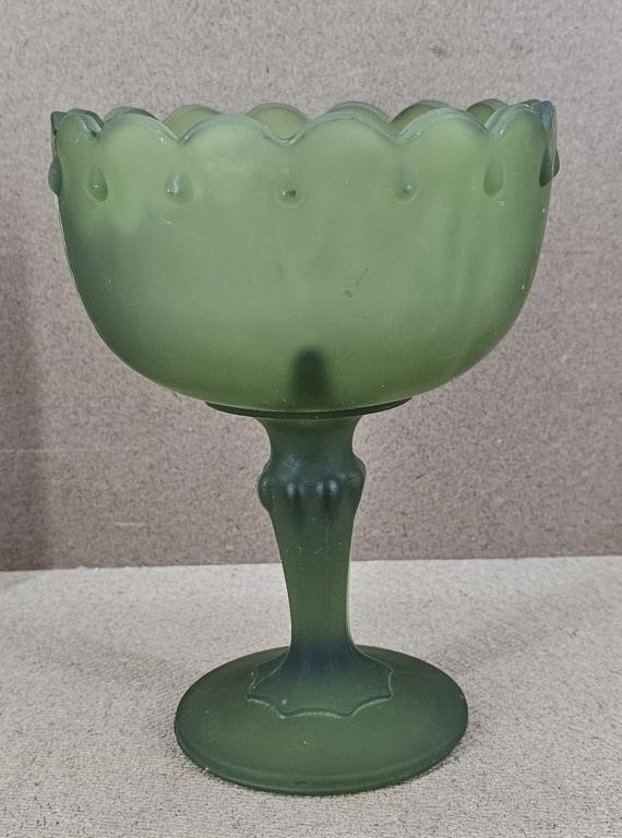 Frosted Teardrop Pedestal Compote Dish