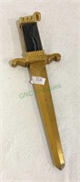 Unique letter opener - gold tone with marble-lized