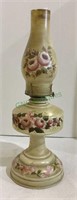 Glass vintage oil lamp that has been hand-painted