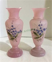 Beautiful matching pair of frosted glass vases