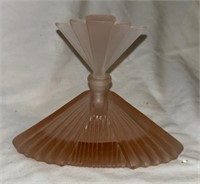 Art deco style rose colored perfume bottle &