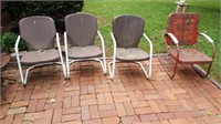 4 Vintage Metal Lawn Chairs