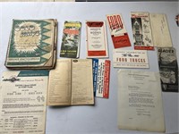 Assorted vintage paper advertising brochures maps