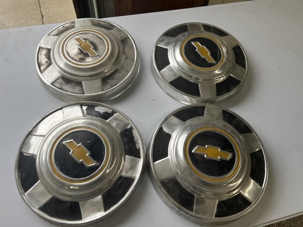 Vintage Chevrolet truck Hubcaps some dents