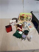 Group of bath gift sets, candles and more
