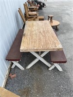 Picnic table with benches.