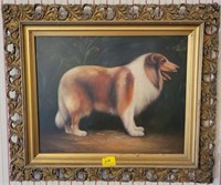 FRAMED OIL ON CANVAS SHELTIE BY C. BURONSON