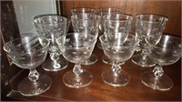 Cut glass water and wine goblets