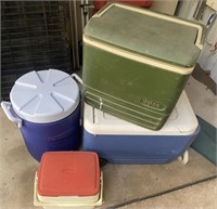3 different sized ice chests, drink cooler with