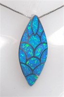 Sterling Inlaid Opal Scale Pendant
