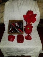 Nice Estate Lot of Kitchen Utensils Red and More